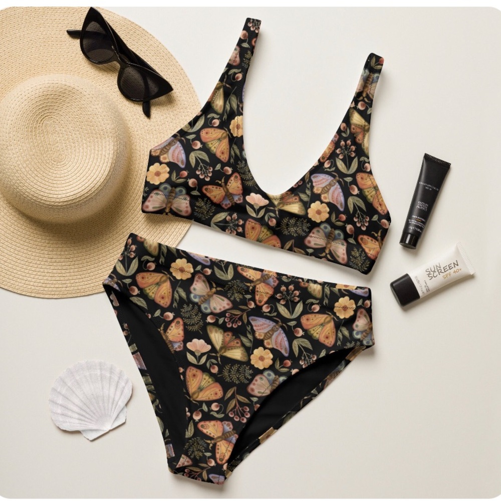 Cottage core bikini, floral with moths! - Picture 6 of 7